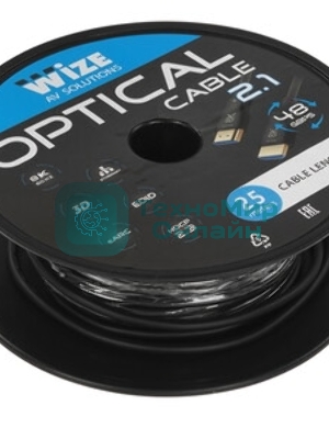 Кабель HDMI Wize AOC-8K-HM-HM-25M оптический, 25 м, 8K/60HZ 4:4:4, v.2.1, ARC, 19M/19M, HDCP 2.2, Ethernet, черный, коробка