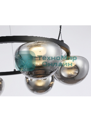 Подвесной светодиодный светильник Ambrella light LH12003/6 BK/GD/SM черный/золото/дымчатый 36W 3000K D760*175