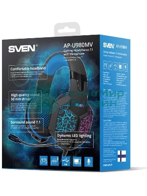 Гарнитура Sven AP-U980MV синий-чёрный, проводная, USB
