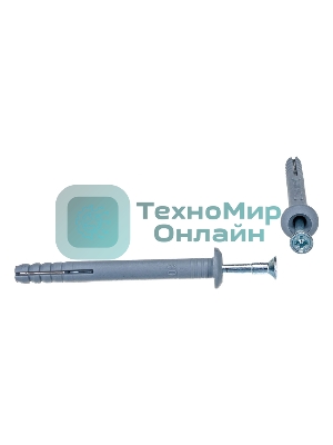 Дюбель-гвоздь Kranz грибовидный бортик, полипропилен 6х60 пакет (100 шт/уп)