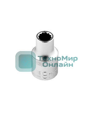 Головка торцевая Stels 9 мм, 12-гранная, CrV, под квадрат 1/2