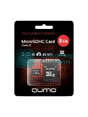 Флеш карта QUMO QM8GMICSDHC10 8Gb MicroSDHC Class 10, SD adapter