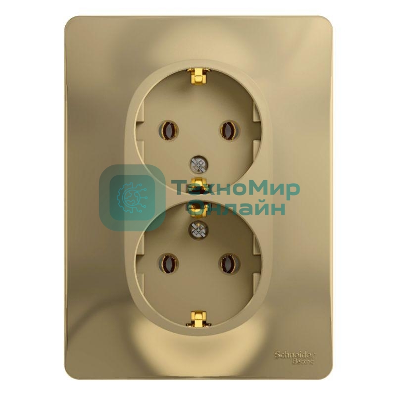 Розетка 2-м СП Glossa в сборе с заземл. в сборе титан SchE GSL000424