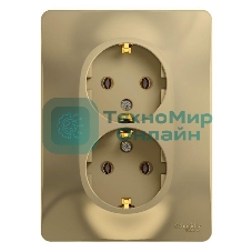 Розетка 2-м СП Glossa в сборе с заземл. в сборе титан SchE GSL000424