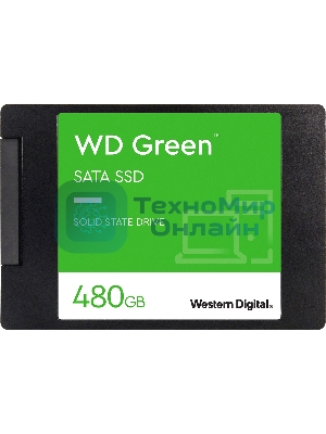Накопитель SSD WD Green WDS480G3G0A, 480Gb, SATA III, 2.5