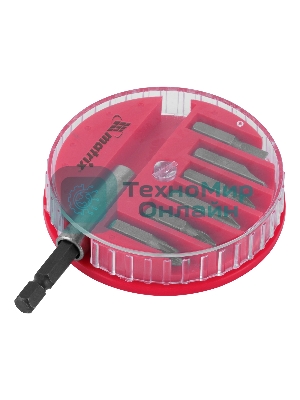 Набор бит Matrix, магнитный адаптер для бит, сталь 45Х, 7 предм., в пласт. закрытом боксе