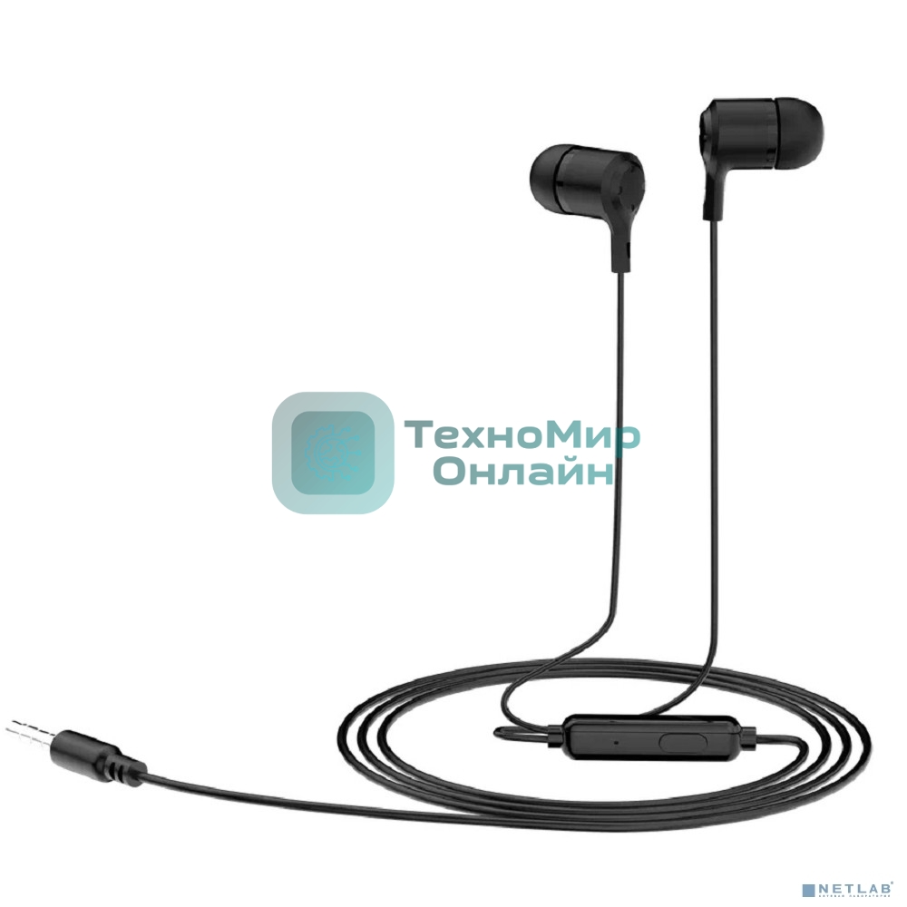 Проводные наушники Perfeo CALL черные, внутриканальные, встроенный микрофон