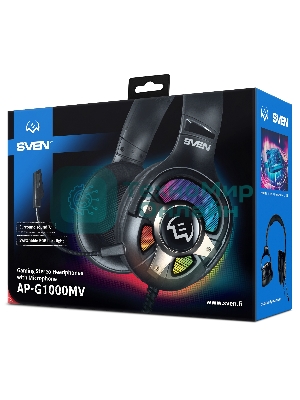 Гарнитура Sven AP-U1100MV чёрный, проводная, USB, подсветка