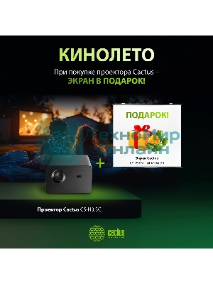 Проектор Cactus CS-H3.SG + Экран CS-PSRM-180X180-BK DLP (1920x1080) 200000:1 ресурс лампы:20000часов 1xUSB typeA 1xHDMI 3.1кг