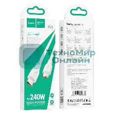 Кабель USB2.0 Hoco Type-C/Type-C, 5А, 240Вт, X93, 1м, белый, коробка