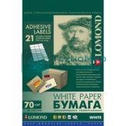 Наклейка Lomond Самоклеющаяся бумага универс.фА4 21-дел.(70,0мм х 41,0мм), 70 г/м2.