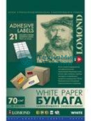Наклейка Lomond Самоклеющаяся бумага универс.фА4 21-дел.(70,0мм х 41,0мм), 70 г/м2.