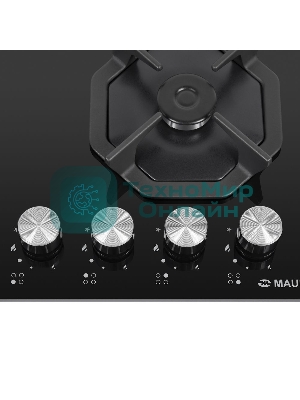 Газовая варочная панель Maunfeld EGHG.64.23CB/G, 4 конфорки, закаленное стекло, черный