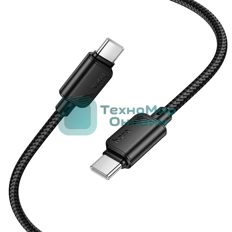 Кабель USB2.0 Hoco Type-C/Type-C, 3А, 60Вт, нейлоновая оплетка, X113, 1м, черный, коробка