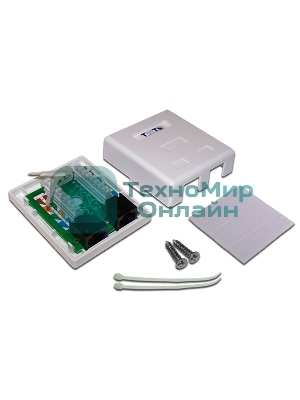 Настенная розетка, 2 порта RJ-45 категории 6, UTP, белая