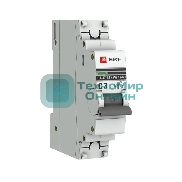 Выключатель автоматический модульный 1п C 3А 4.5кА ВА 47-63 PROxima EKF mcb4763-1-03C-pro