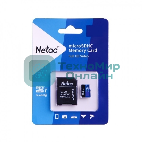 Флеш карта MicroSDXC 128Gb Netac Class 10 UHS-I U1 P500 Standart + адаптер NT02P500STN-128G-R