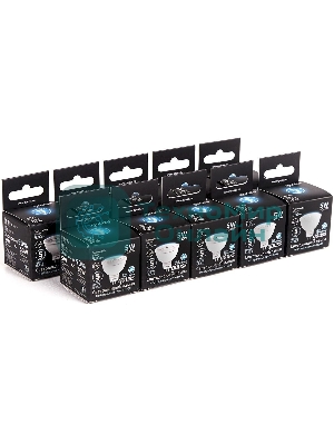 Лампа светодиодная Gauss Black 5Вт цок.:GU5.3 рефлектор 12B 4100K св.свеч.бел.ней. MR16 (упак.:10шт) (201505205)