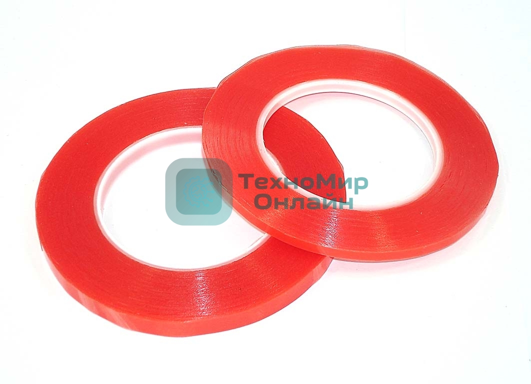 Скотч двусторонний прозрачный 3M 57803 с красной защитной лентой, ширина 8мм 25м