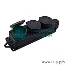 Розетка трехместная с защит. крышками каучуковая 230В 2P+PE 16A IP44 EKF PROxima