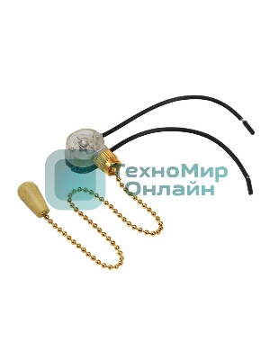 Выключатель Rexant для настенного светильника c проводом и деревянным наконечником, золотой, 1 шт.