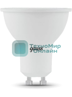 Лампа светодиодная Gauss черный 5Вт цок.: GU10 рефлек. 220B 4100K св. свеч. бел. ней. MR16 (упак.: 10 шт)