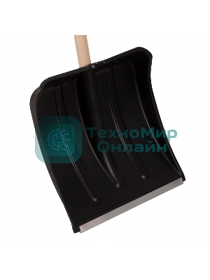 Лопата для уборки снега пластиковая, 380х385х1420 мм, деревянный черенок Россия