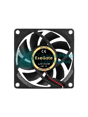 Вентилятор 12В DC ExeGate EX07015H2PM (70x70x15 мм, Hydraulic bearing (гидродинамический), 2pin+Molex, 2500RPM, 23dBA)