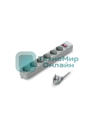 Сетевой фильтр ExeGate EX119394RUS SP-6-5G (6 розеток, 5 м, евровилка, серый)