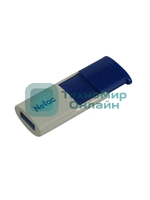 Флешка USB Netac U182 Blue 128Gb <NT03U182N-128G-30BL>, USB 3.0, сдвижной корпус, пластиковая бело-синяя