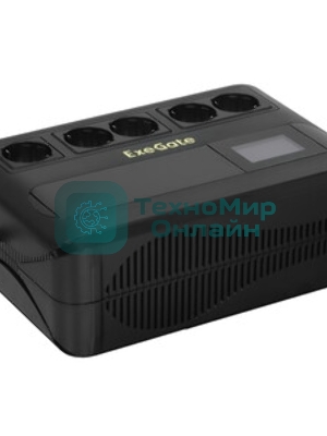 Источник бесперебойного питания ExeGate NEO Smart BU-800.LCD.AVR.5SH 800VA/480W, цветной LCD-дисплей, AVR, 5*Schuko, черный