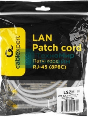 Патч-корд LSZH UTP Cablexpert PP31-2M cat.5e, 2м, литой, многожильный, серый