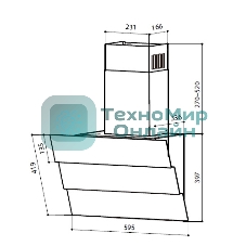 Вытяжка каминная LEX Rio G 600 черная, 59.5 см, 700 куб. м/ч, 44 дБ