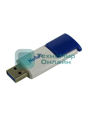 Флешка USB Netac U182 Blue 128Gb <NT03U182N-128G-30BL>, USB 3.0, сдвижной корпус, пластиковая бело-синяя