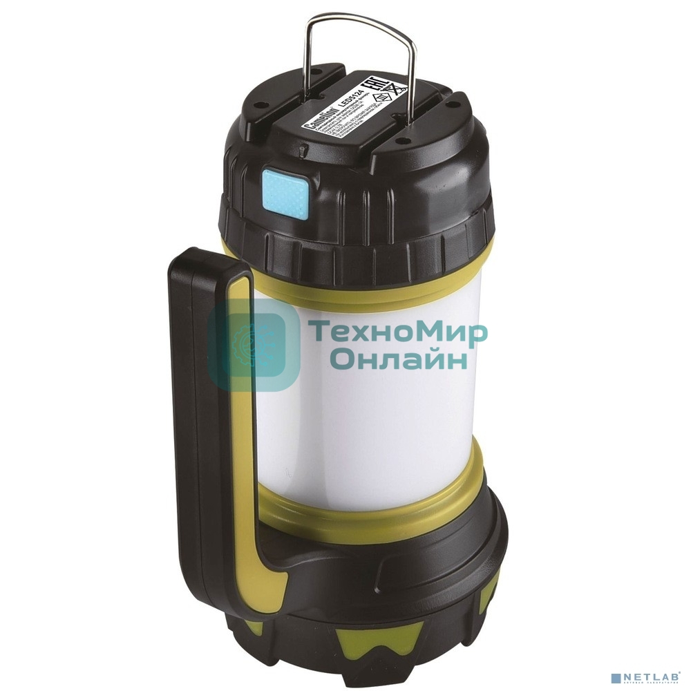 Фонарь акк. Camelion LED5124 черн/зел, USB2.0, Micro USB, Powerbank, 5Вт, 4,4 А-ч, пластик, кор.)