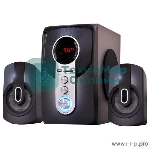 Мультимедийная акустическая система GINZZU GM-405 2.1 с Bluetooth. Выходная мощность (RMS) 40 Вт. Диапазон воспроизводимых частот: 40Гц - 20КГц. Встроенный аудио-плеер: SD-card, USB-flash до 32 Gb. FM радио: 87.5МГц - 108.0МГц. Вход AUX: стерео вход (2RCA). Пульт дистанционного управления - 21 кнопка. Эквалайзер: обычный, джаз, рок, поп, классика.