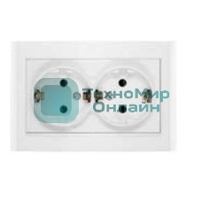 Розетка 2-м СП Бриллиант защ. шторки с заземл. бел. UNIVersal 7947540