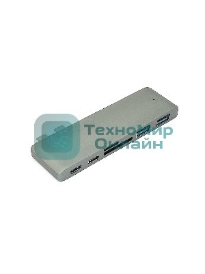Адаптер сдвоенный Type-C на USB 3.0*2 + Type-C* 2 + SD/TF для MacBook, серый