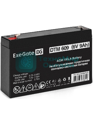 Аккумуляторная батарея ExeGate DTM 609 (6V 9Ah, клеммы F1)