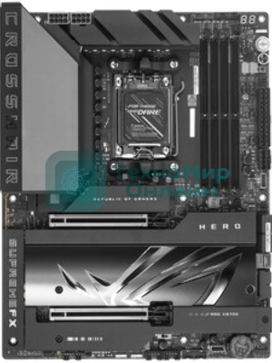 Материнская плата ASUS ROG CROSSHAIR X870E HERO, AM5, AMD X870E, 4xDDR5, 4xSATA, 5xM.2, 2xPCI-E 5.0 x16, 1xHDMI, 2xUSB-C (видео), 2x 5Gb LAN, 6xUSB-A 3.2 Gen 2, 2xUSB-C 3.2 Gen 2, 2xUSB4, 2x3.5 мм, 7.1, ATX