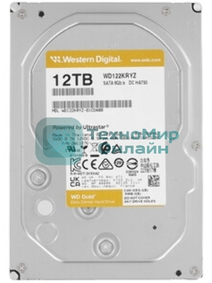 Жесткий диск Western Digital 12Tb WD122KRYZ Gold, SATA3, Cache 512MB, 7200 rpm