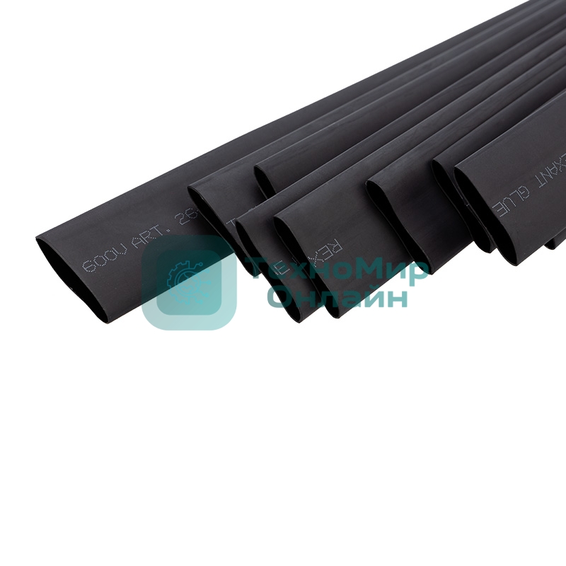 Трубка термоусаживаемая двухстенная клеевая Rexant 19.1/9.55мм (уп.10шт) по 1м черный