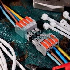 Клемма Rexant СМК 222-424R проходная разъемная 4 полюса серый 0,2-2,5/4 мм² (20 шт/уп)