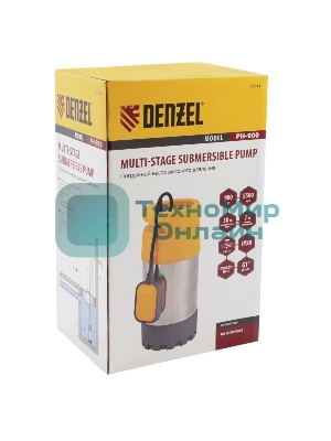 Погружной насос высокого давления PH900, подъем 30м, 900 Вт, 5500 л/ч Denzel