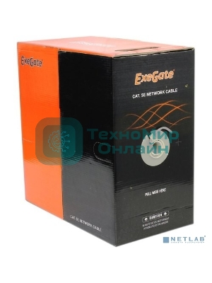 Кабель UTP 4 пары кат.5e Exegate CCA, многожильный, 305м pullbox, серый