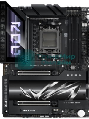 Материнская плата ASUS ROG CROSSHAIR X870E HERO, AM5, AMD X870E, 4xDDR5, 4xSATA, 5xM.2, 2xPCI-E 5.0 x16, 1xHDMI, 2xUSB-C (видео), 2x 5Gb LAN, 6xUSB-A 3.2 Gen 2, 2xUSB-C 3.2 Gen 2, 2xUSB4, 2x3.5 мм, 7.1, ATX