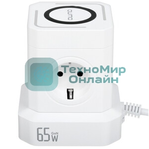 Сетевой фильтр Qumo Power Block System PD + Fast Wireless SFU2PD (P-0010) белый, 4 розетки