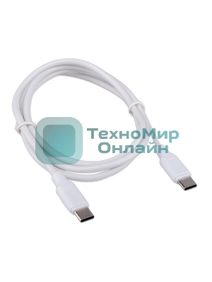 Кабель USB2.0 Cablexpert CC-USB2-CMCM-60-1M-W, Type-C/Type-C, 3А, 60Вт, PD/QC3.0, медь, 1м, белый, пакет