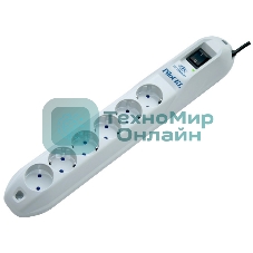 Сетевой фильтр Pilot GL 6 розеток (5 евро + 1 без заземления) 3 м Surge protector Pilot GL 6 outlets (5 euro + 1 without ground) 10A/2.2kVt, 3m