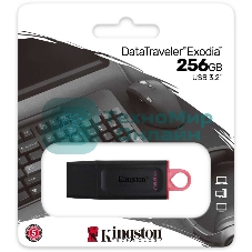 Флешка USB Kingston DataTraveler Exodia (DTX/256GB), 256Gb, USB 3.2 Gen 1, R/W 200/60, черный/розовый